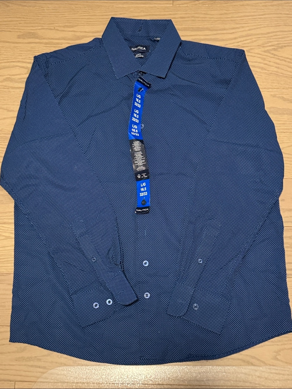 Nautica Men's Navy Microdot Dress Shirt